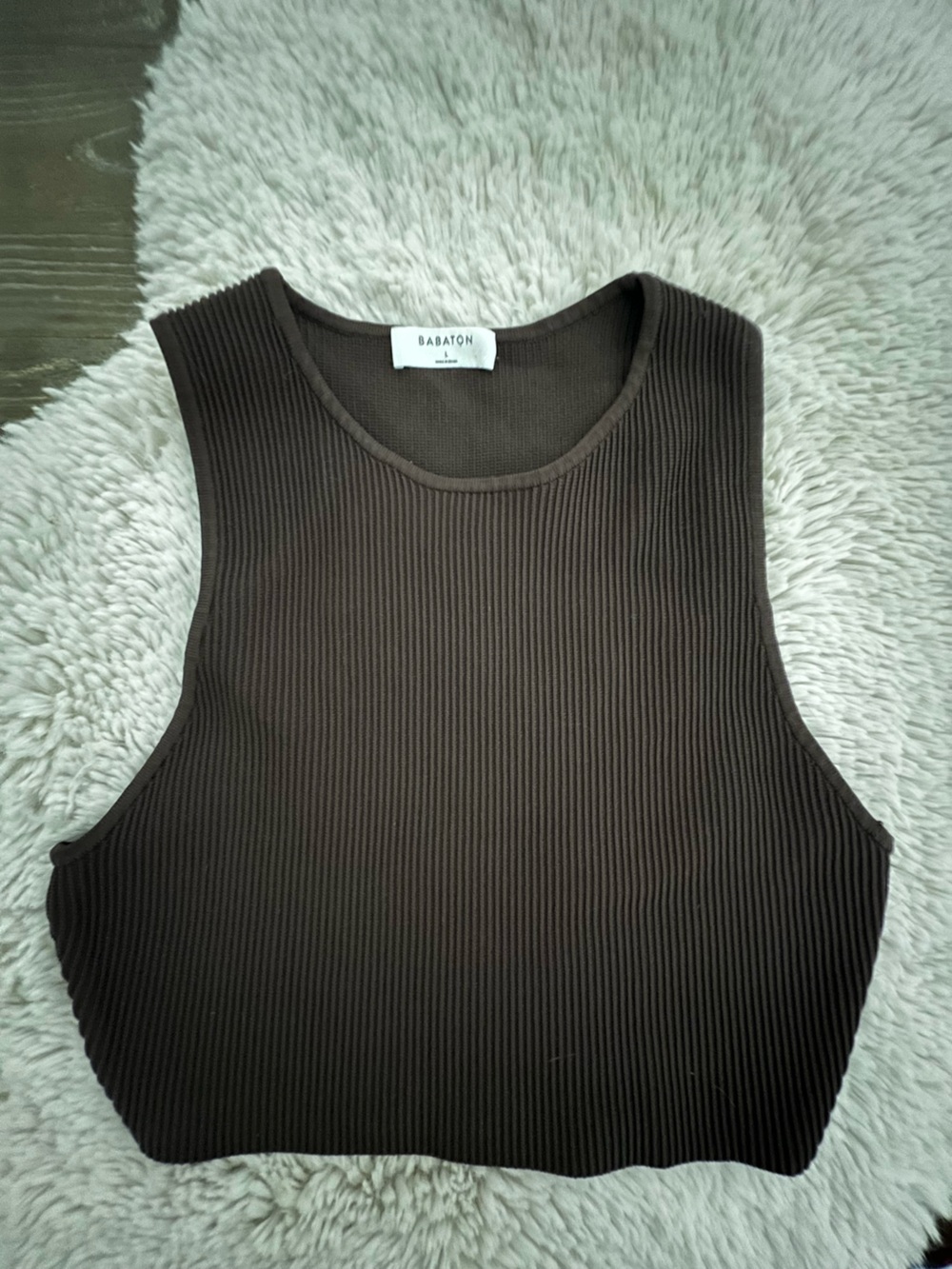 Aritzia Babaton Ribbed Tank Top in Dark Brown